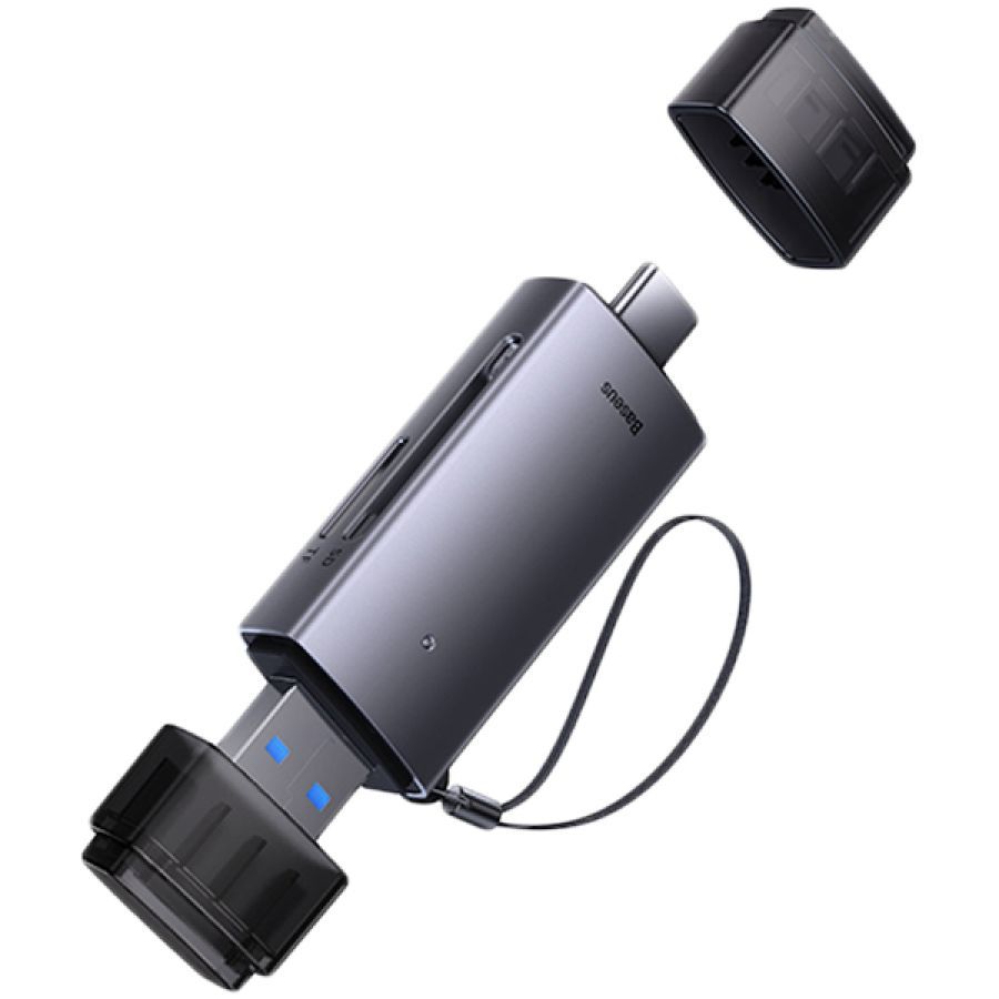 

BASEUS Картридер + USB OTG адаптер (SD/Micro SD), USB/USB-C, Серый