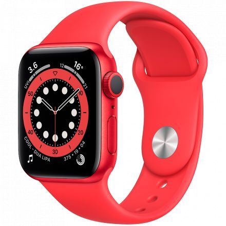 Apple Watch Series 6 GPS, 40мм, Красный, Cпортивный ремешок красного цвета 