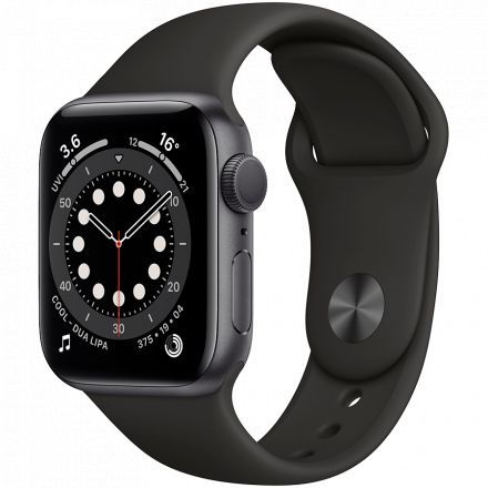 Apple Watch Series 6 GPS, 40mm, Space Gray, Спортивний ремінець чорного кольору в Нікополі