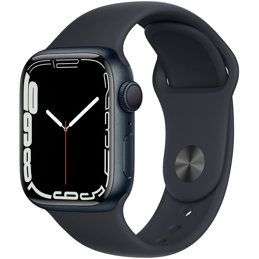 

Apple Watch Series 7 GPS, 41мм, Тёмная ночь, Спортивный ремешок цвета «тёмная ночь»
