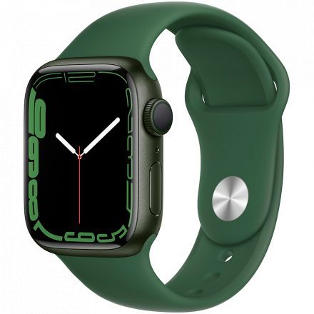 Apple Watch Series 7 GPS, 41мм, Зелёный, Спортивный ремешок цвета «зелёный клевер»