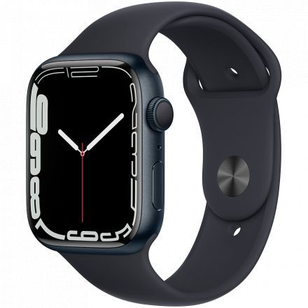 Apple Watch Series 7 GPS, 45мм, Тёмная ночь, Спортивный ремешок цвета «тёмная ночь» в Запорожье