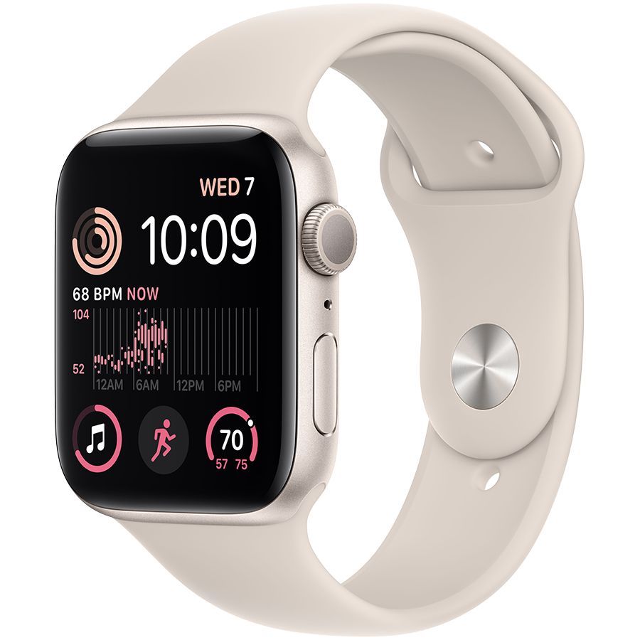 

Apple Watch SE GPS Gen.2, 44мм, Сияющая звезда, Спортивный ремешок цвета «сияющая звезда»