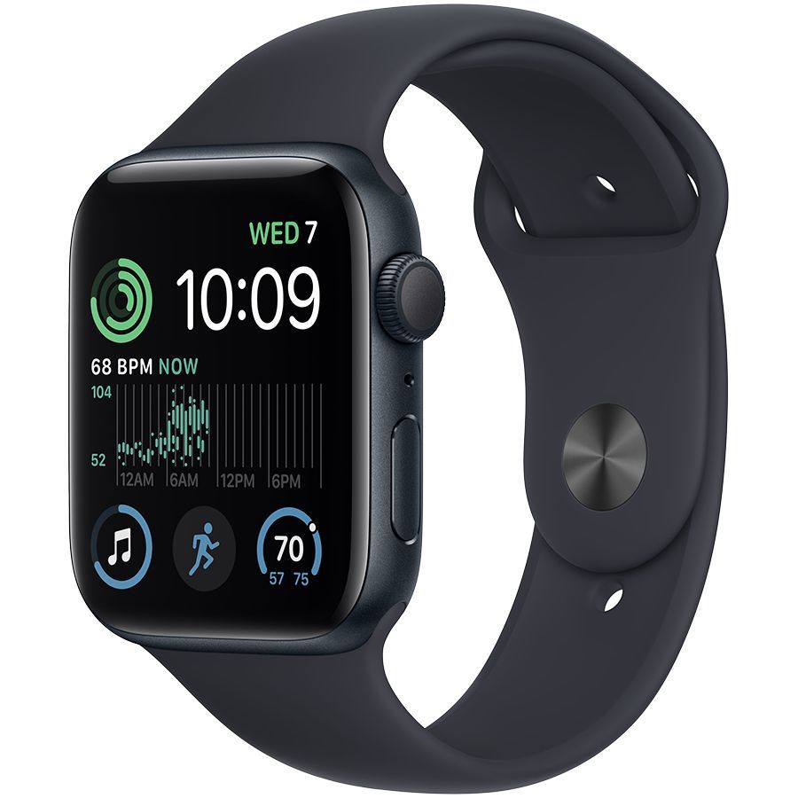 

Apple Watch SE GPS Gen.2, 44мм, Тёмная ночь, Спортивный ремешок цвета «тёмная ночь»