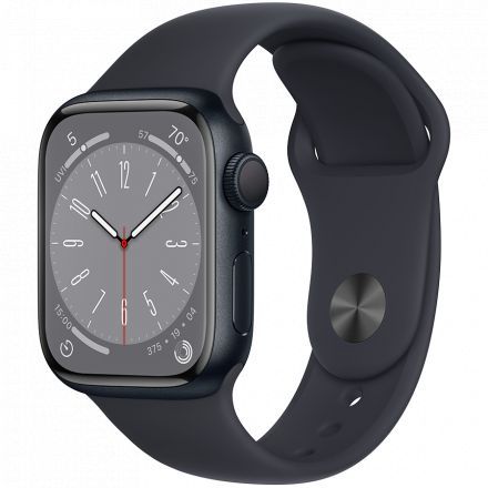 Apple Watch Series 8 GPS, 41мм, Тёмная ночь, Спортивный ремешок цвета «тёмная ночь»