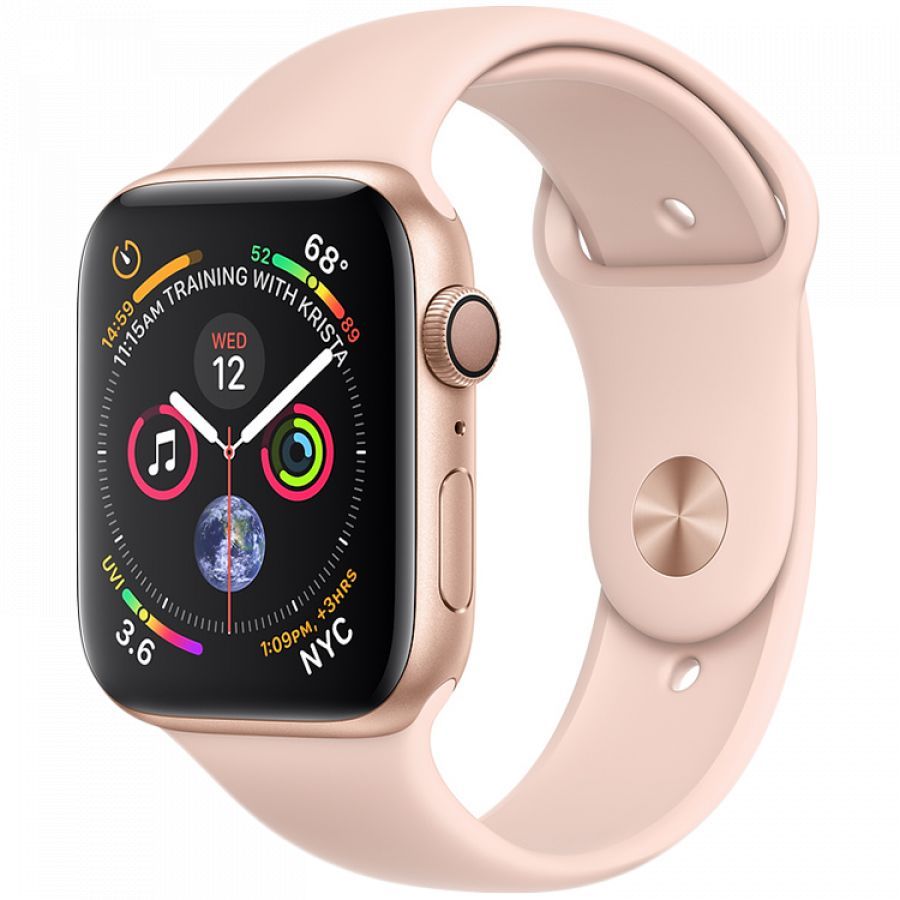 

Apple Watch Series 4 GPS, 44мм, Золотой, Cпортивный ремешок цвета «розовый песок»