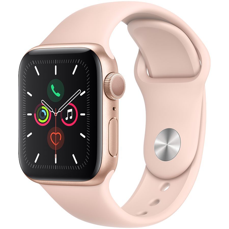 

Apple Watch Series 5 GPS, 40мм, Золотой, Cпортивный ремешок цвета «розовый песок»