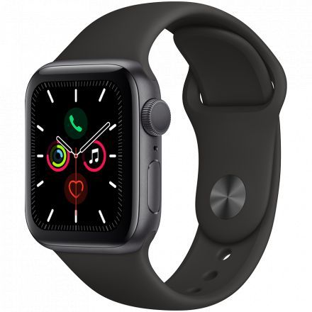 Apple Watch Series 5 GPS, 40мм, Серый космос, Cпортивный ремешок чёрного цвета в Прилуках