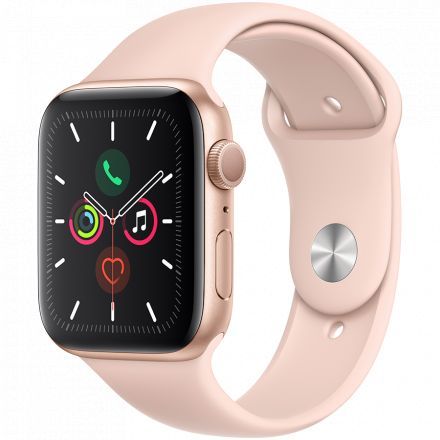 Apple Watch Series 5 GPS, 44мм, Золотой, Cпортивный ремешок цвета «розовый песок»