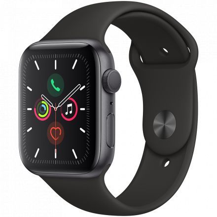 Apple Watch Series 5 GPS, 44мм, Серый космос, Cпортивный ремешок чёрного цвета в Полтаве